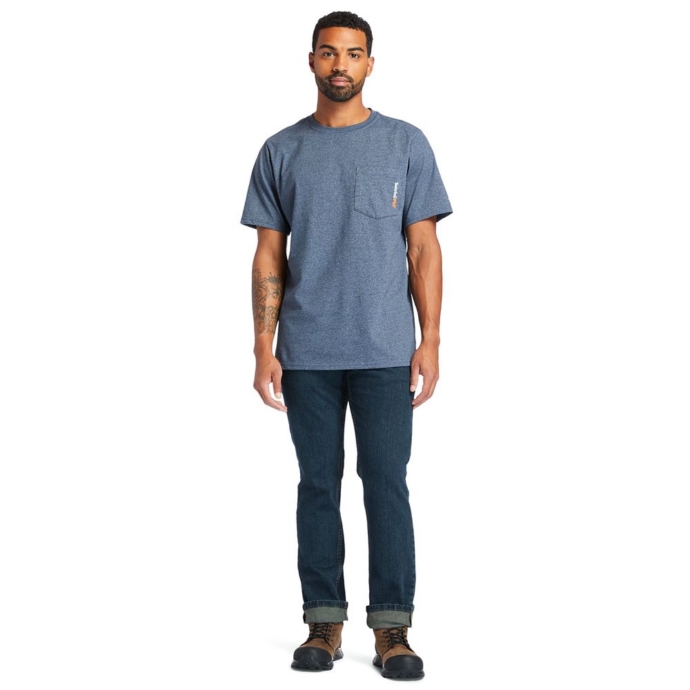 Timberland Mens T-Shirts PRO® Short Sleeve Base Plate Wicking - Blue - India CM7604983